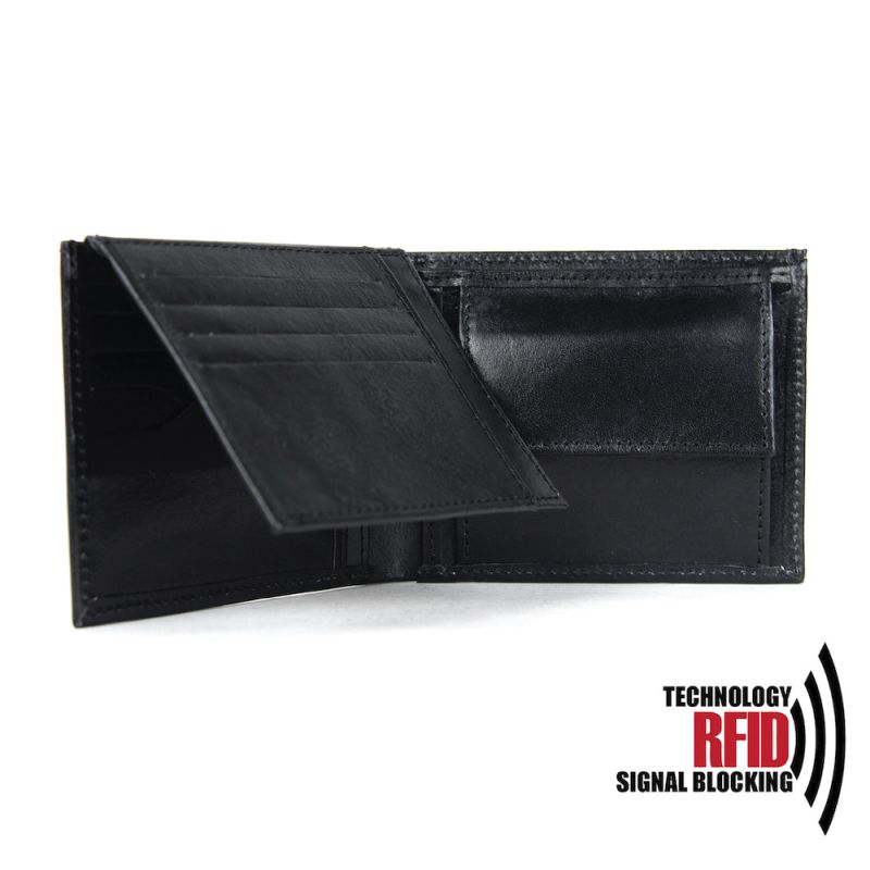 Ochranná RFID kožená peňaženka v čiernej farbe č.8408
