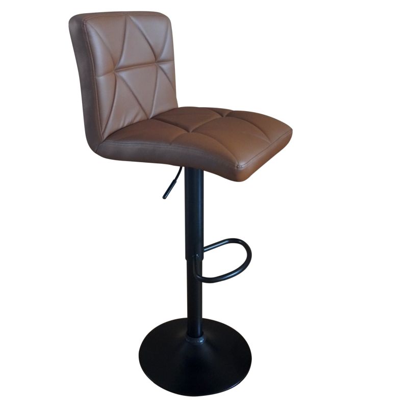Barová stolička, ekokoža hnedá, noha čierna, SELEST