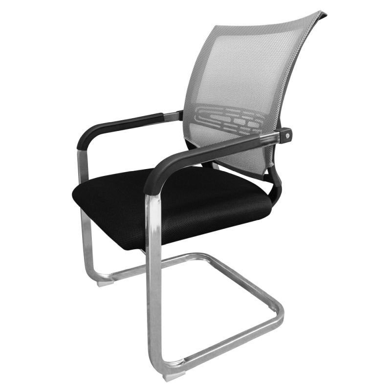 Zasadacia stolička, čierna a sivá sieťovina, kov chróm, FAJE