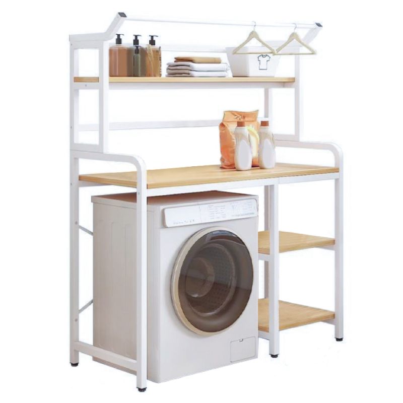 Regál nad práčku, 90cm, dub natural, biely, DARBY