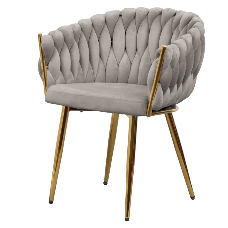 Jedálenské kreslo, sivohnedá Taupe Velvet látka, nohy gold chróm zlatý, DEILA