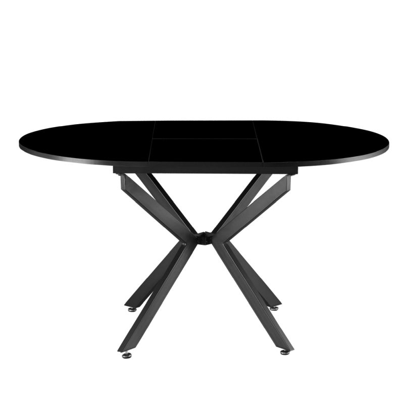 Jedálenský stôl, okrúhly, 100cm, rozkladací, MDF, čierny, ABERO TYP 1