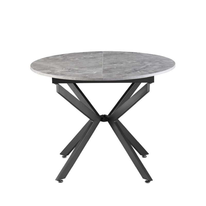 Jedálenský stôl, okrúhly, 100cm, rozkladací, MDF, betón, čierny, ABERO TYP 1