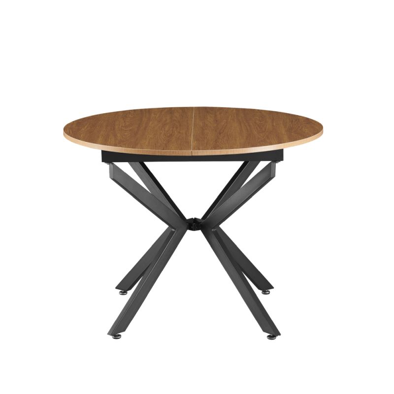 Jedálenský stôl, okrúhly, 100cm, rozkladací, MDF, dub svetlý, čierny, ABERO TYP 1