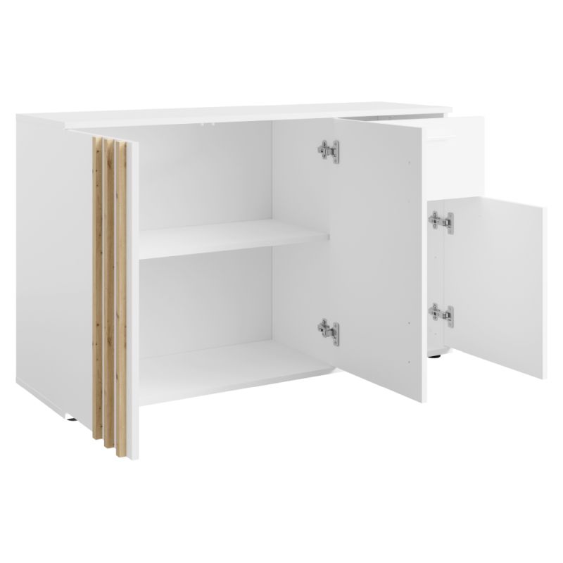 Komoda, 120cm, kombinovaná, biela, dub artisan, TOLIS TYP 2 3D1S