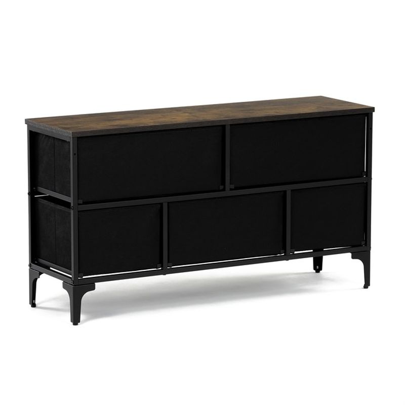 Komoda, 103cm, 5-zásuvková, čierna, AUK-W2103 BK