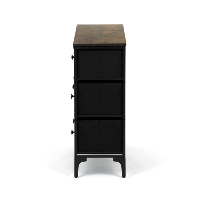 Komoda, 103cm, 8-zásuvková, čierna, AUK-W2104 BK