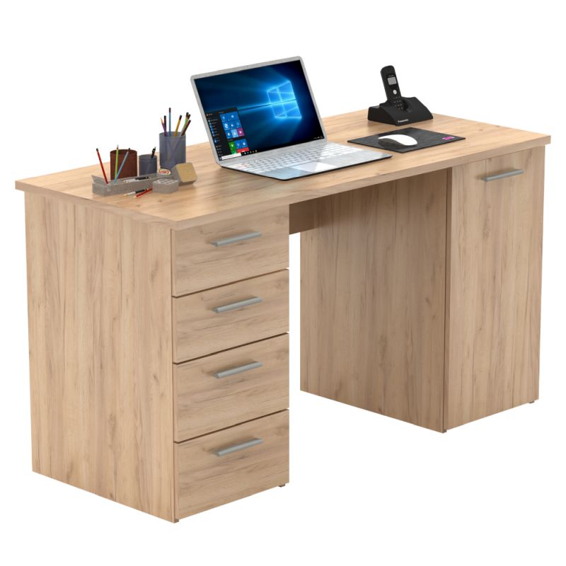 Písací stôl, 137x60cm, dub artisan, EUSTACH