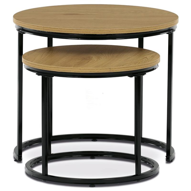 Set 2 ks stolíkov, 53x53cm, MDF, divoký dub, CT-G1145 OAK