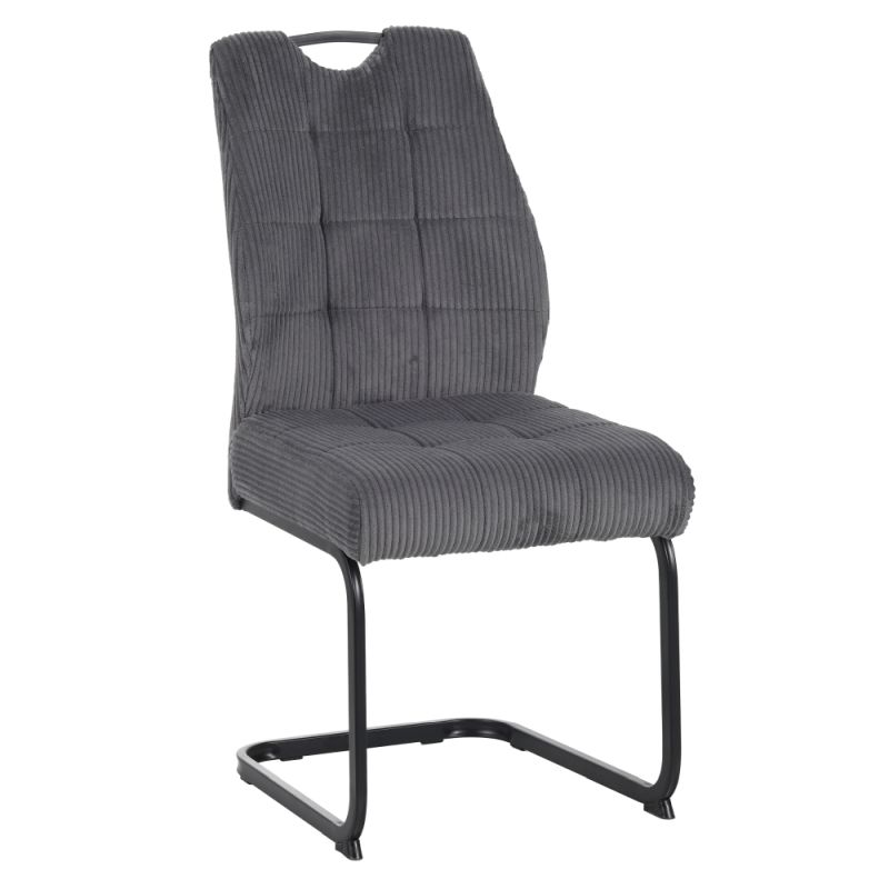 Jedálenská stolička, sivá látka, nohy kov čierny, KELMA