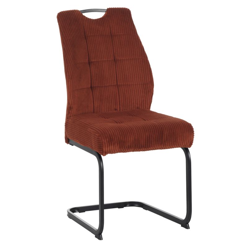 Jedálenská stolička, terakota látka, nohy kov čierny, KELMA