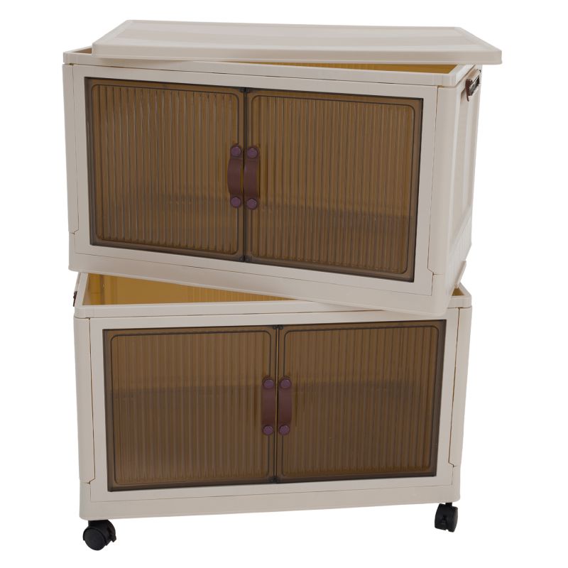 Skladacia skrinka, 60cm, biela, hnedá, plast, POSA TYP 1