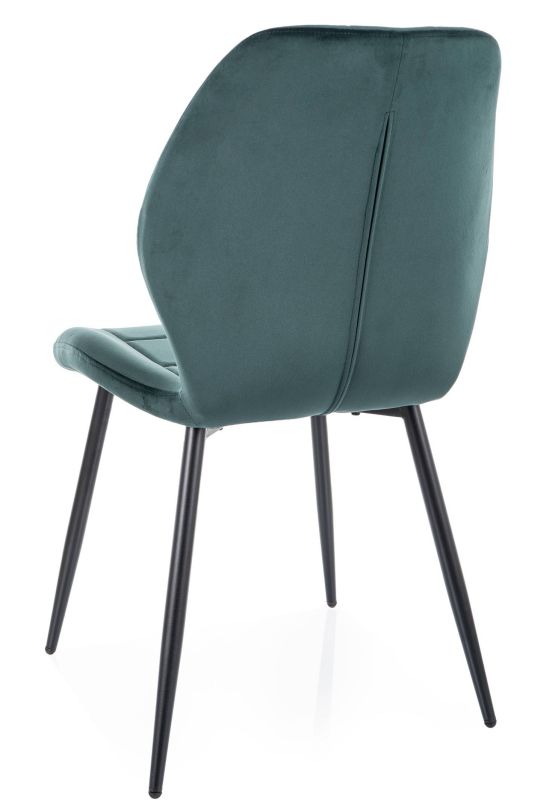 Jedálenská stolička, zelená látka, nohy kov čierny, JAKE VELVET