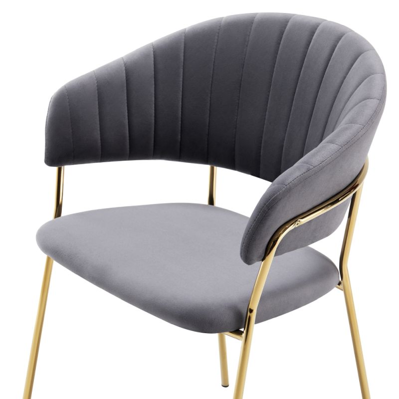 Dizajnové jedálenské kreslo, sivohnedá Velvet látka, nohy gold chróm zlatý, DASMIN TYP 1
