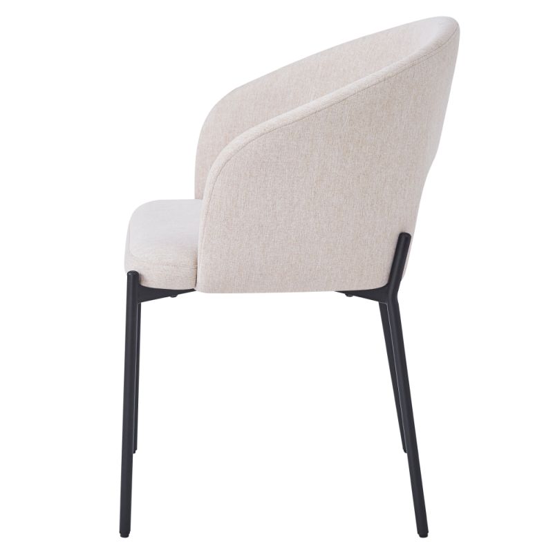 Jedálenská stolička, béžová látka, nohy kov čierny, LONKA