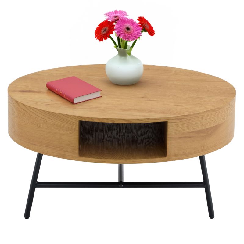 Konferenčný stolík, 80x80cm, dub, čierny, TARMON