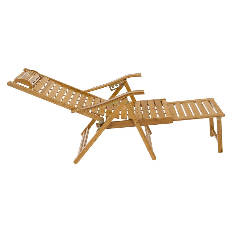 Záhradné polohovacie kreslo, prírodná, bambus, URSEL