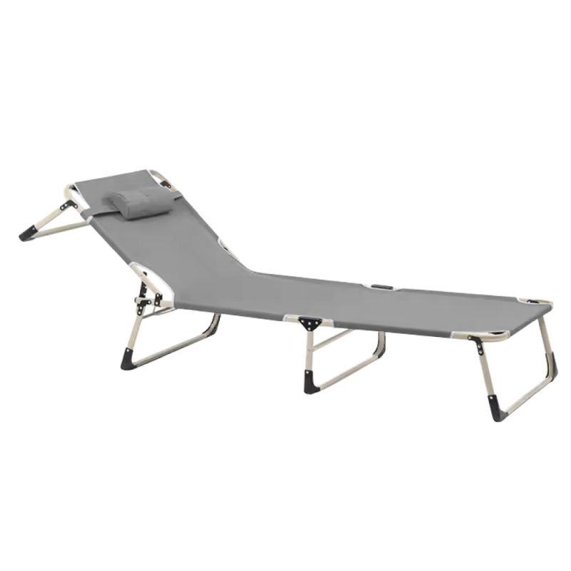 Záhradné lehátko, látka sivá, kov béžový, BOVRY