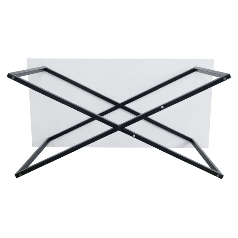 Konferenčný stolík, 100x50cm, biely, čierny, BERTEL