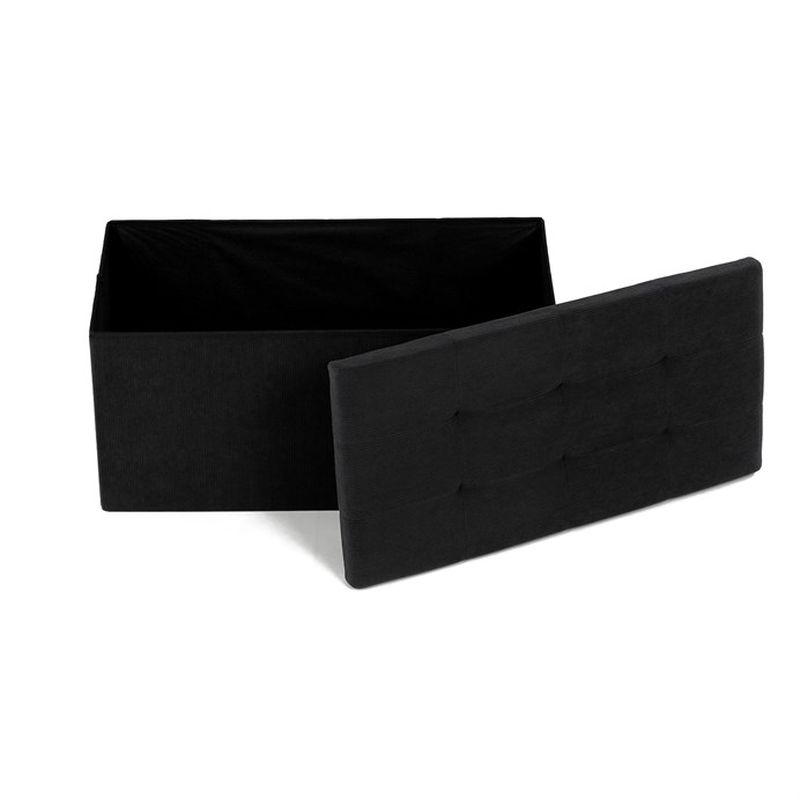 Taburet, 77cm, úložný priestor, látka čierna, TAB-472 BK6