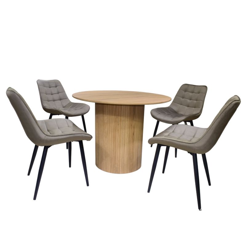 Jedálenský stôl, okrúhly 100cm, MDF, dub, PAOLO