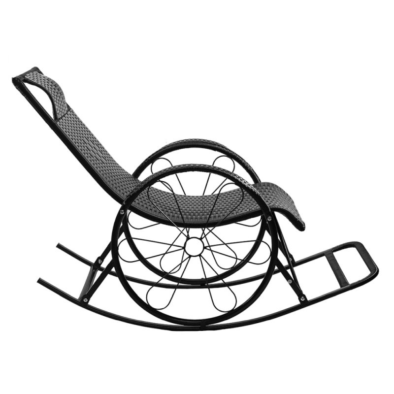 Hojdacie kreslo, kov čierny, čierny umelý ratan, ROKIN