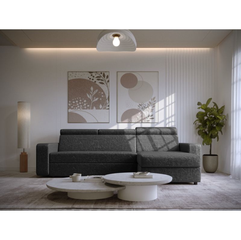 Rohová sedacia súprava, sivá látka, pravá, MORA ROH