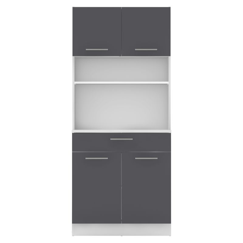 Štvordverový kredenc, 80cm, biely, grafit, DOMIS NEW