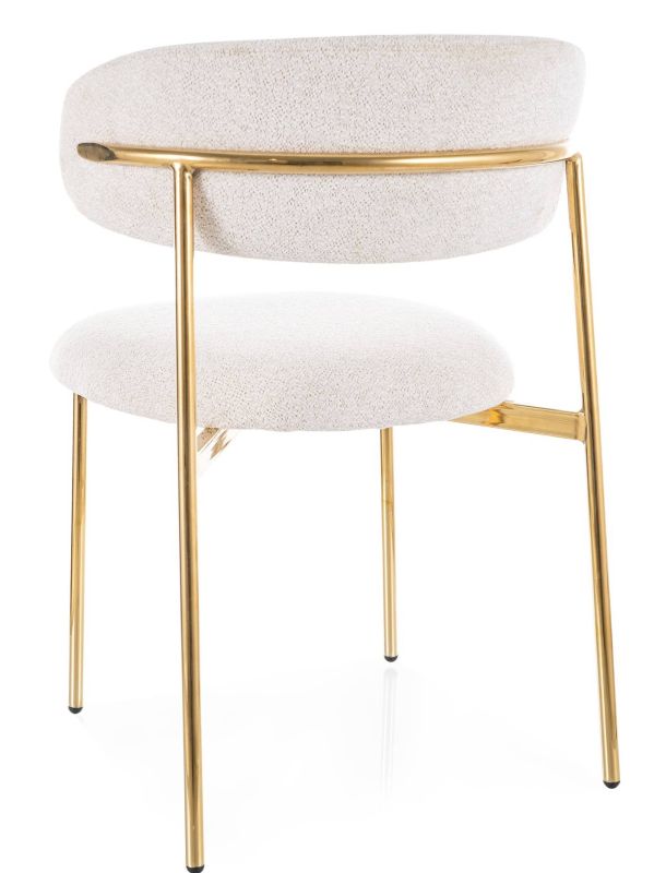 Jedálenská stolička, svetlobéžová látka, nohy gold chróm zlatý, ELTON RAVEN