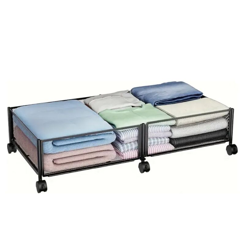 Organizér pod posteľ, 60cm, s kolieskami, čierny, TOMKO TYP 1