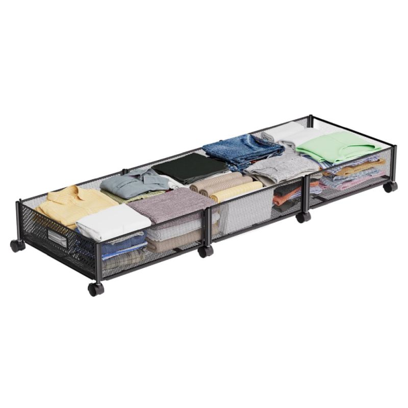 Organizér pod posteľ, 120cm, s kolieskami, čierny, TOMKO TYP 2