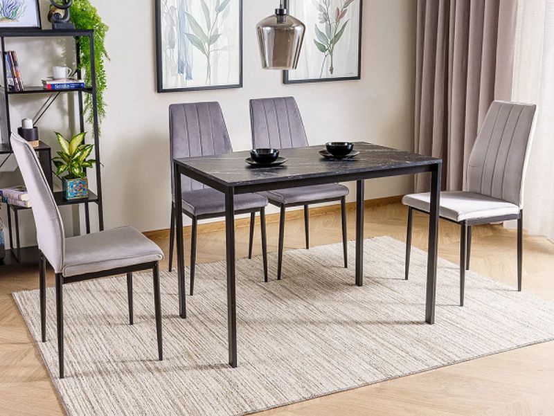 Jedálenská stolička, sivá látka, nohy kov čierny, DAREN VELVET