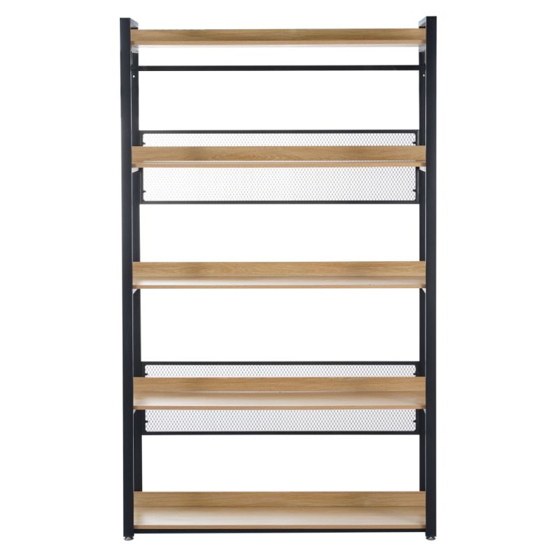 Regál, 120cm, 5-policový, dub, čierny, KILOS NEW TYP 3