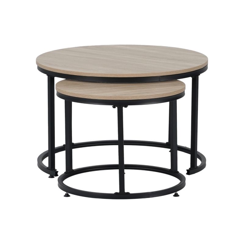 Konferenčné stolíky, set 2 ks, 70x70cm, dub sonoma, čierny, TARNI