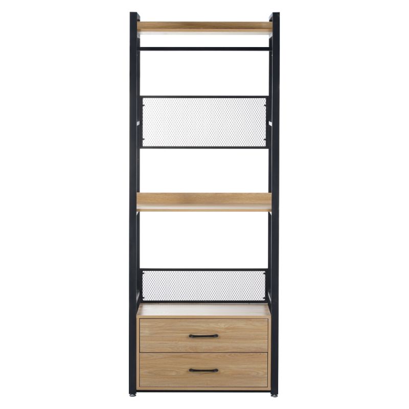 Regál, 80cm, so zásuvkami, dub, čierny, KILOS NEW TYP 1