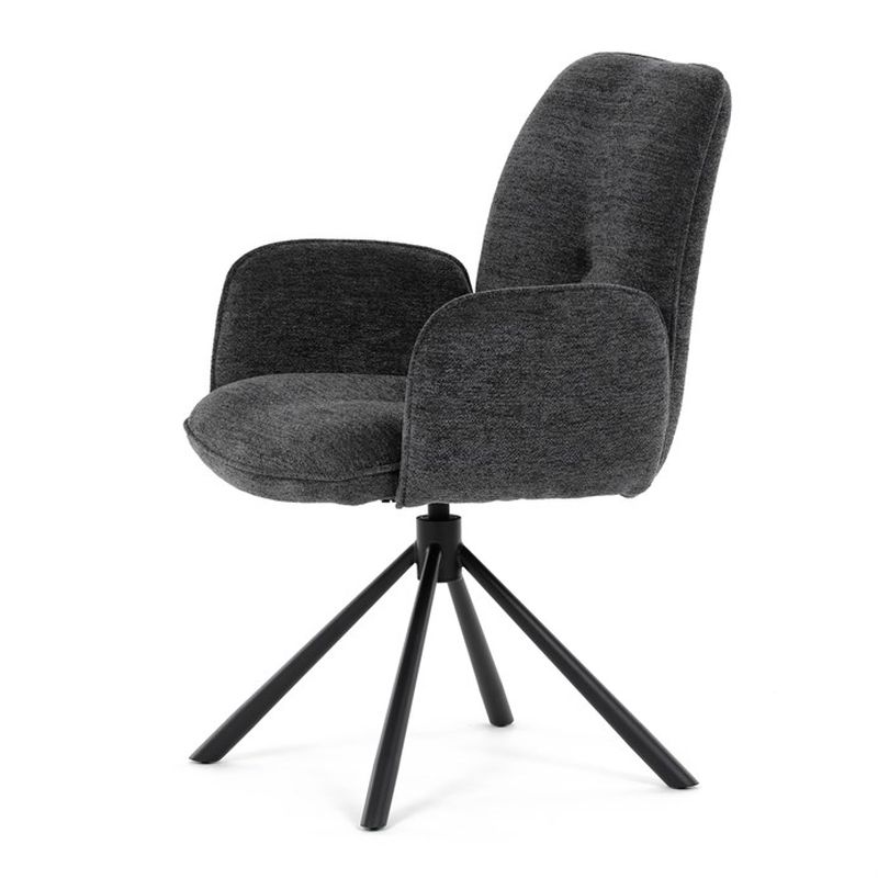 Jedálenská stolička, otočná, čierna, látka, DCH-D1330 BK2