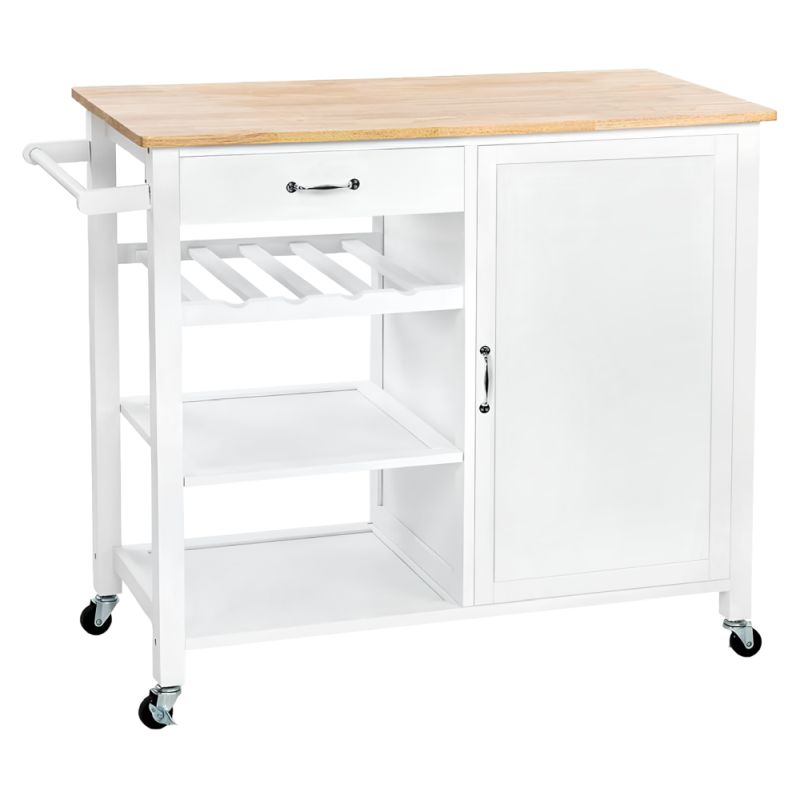 Servírovací vozík, 100cm, biely, prírodný, ROBINS