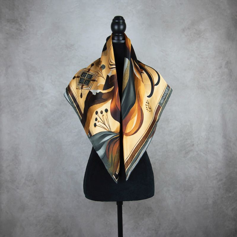 Módna hodvábna šatka KAMZÍK - SIVÝ, 90 x 90cm, MADE IN SLOVAKIA