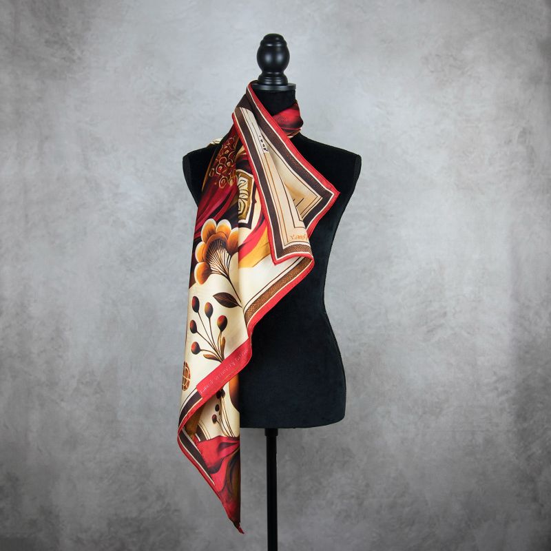 Módna hodvábna šatka KAMZÍK - ČERVENÝ, 90 x 90cm, MADE IN SLOVAKIA