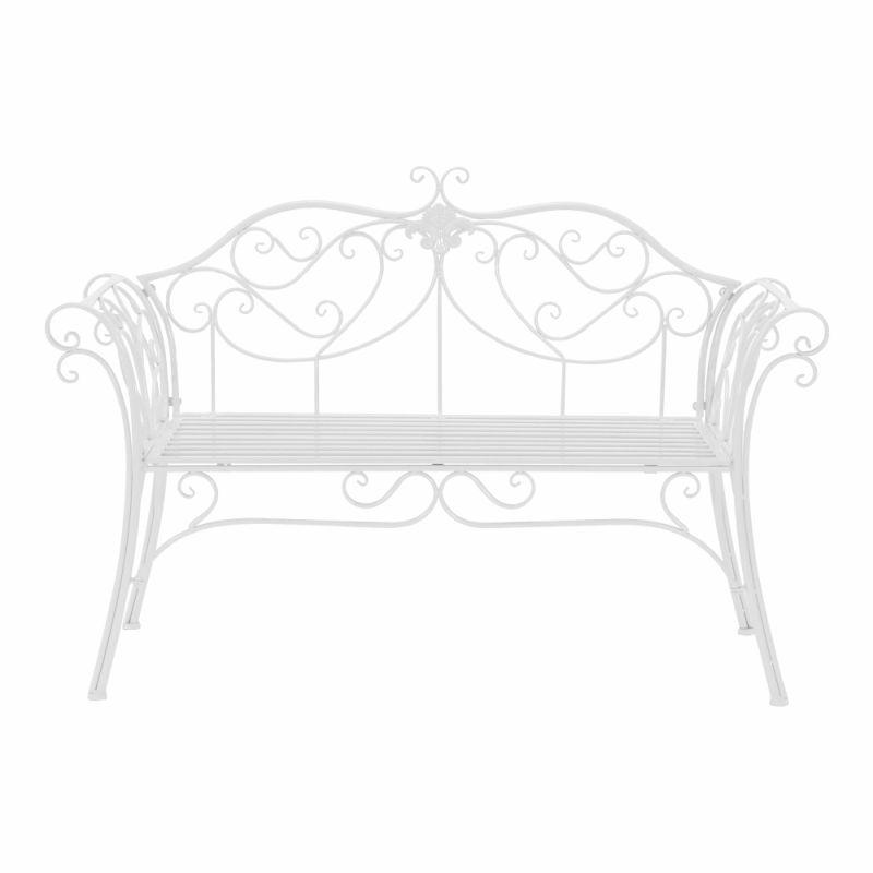 Záhradná lavička, 131cm, kov, biely, ETELIA NEW