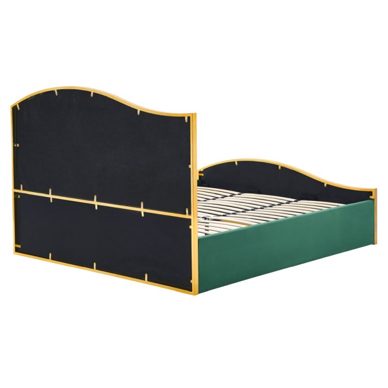 Manželská posteľ, 160x200, s roštom, zelená, látka, GEORGIA