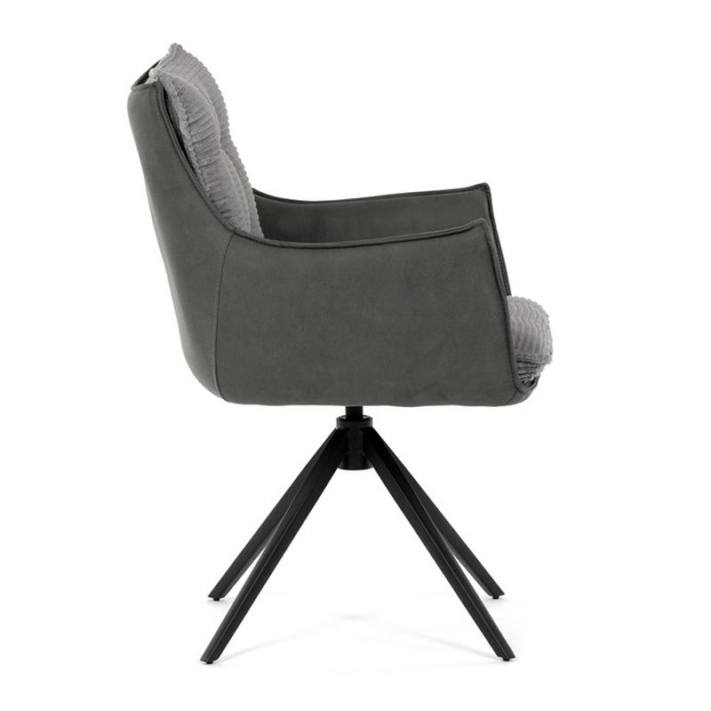 Jedálenská stolička, sivá, manšestrová, látka, DCH-D1345 GREY2