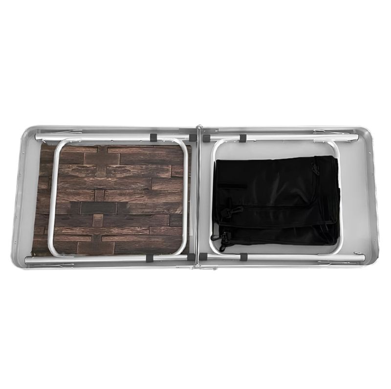 Skladací, kempingový stôl s organizérom, 120x47cm, hliník, MDF, látka, KEPI TYP 3