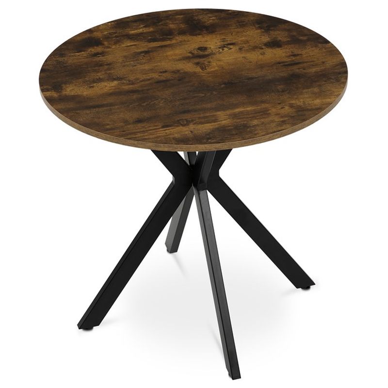 Jedálenský stôl, okrúhly, 80cm, MDF, kov, staré drevo, HT-F4108 OLW