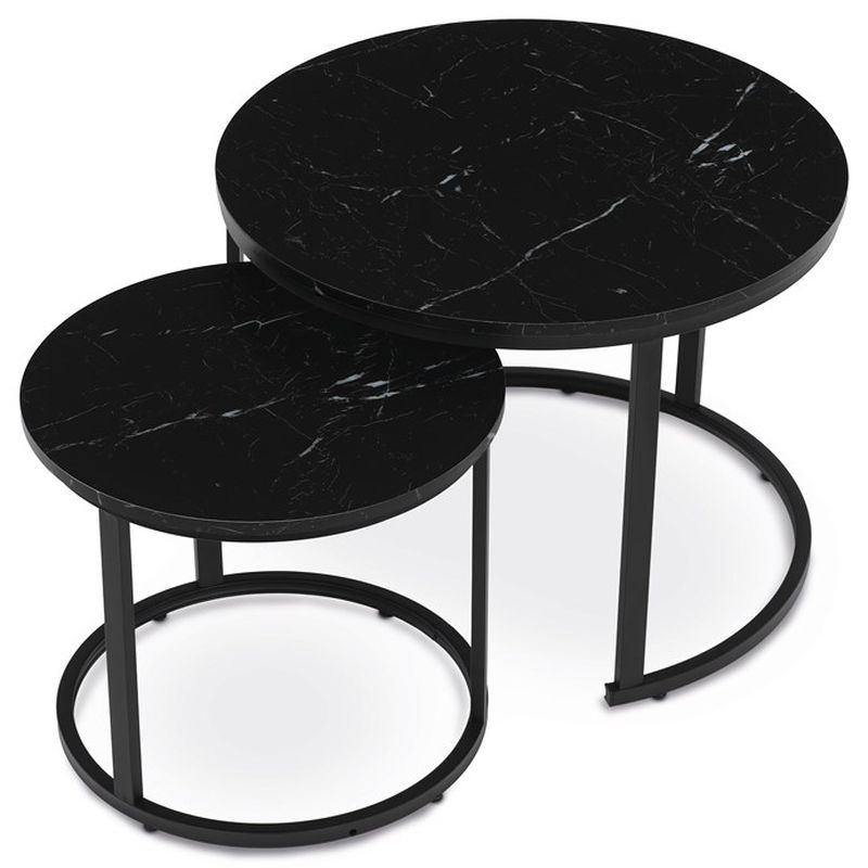 Set konferenčných stolíkov, 70x70cm, MDF, čierny, CT-X7122 BK