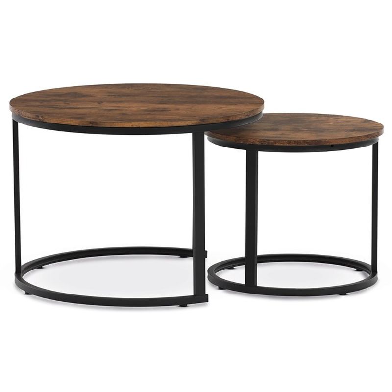 Set konferenčných stolíkov, 70x70cm, MDF, staré drevo, CT-X7122 OLW