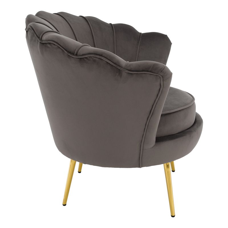 Kreslo Art-deco, kov gold chróm zlatý, sivohnedá Velvet látka, NOBLEO