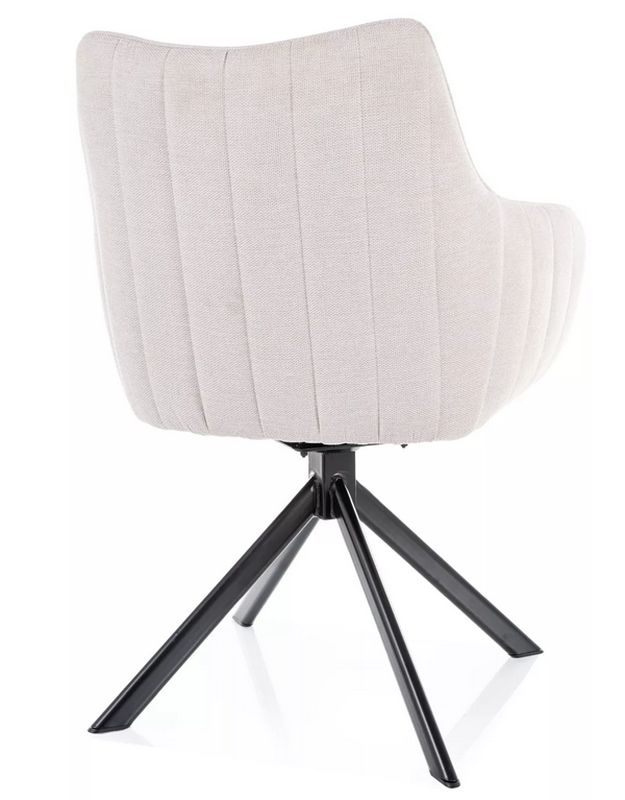 Jedálenská stolička, svetlo béžová látka, nohy kov čierny, AZALIA BREGO