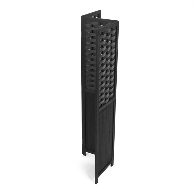 Paraván, 121cm, masív, čierny, EF-L145 BK