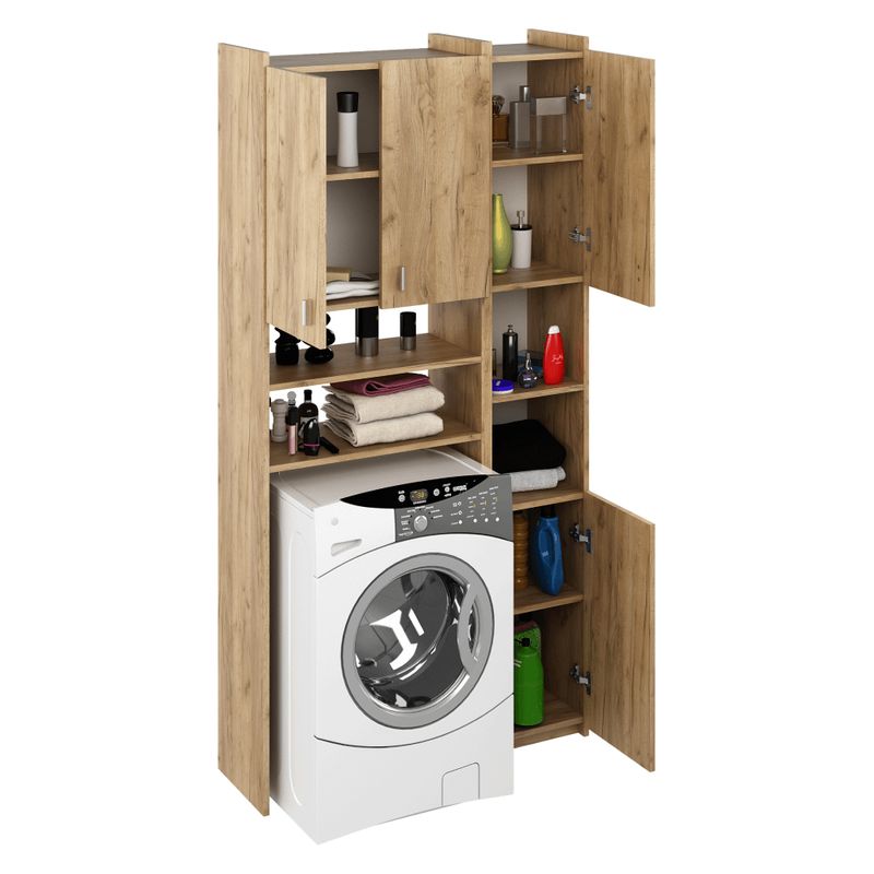 Skrinka nad práčku, 96cm, s regálom, dub artisan, MIRALI
